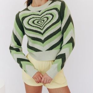 VERGE GIRL south london forever knit - green heart sweater